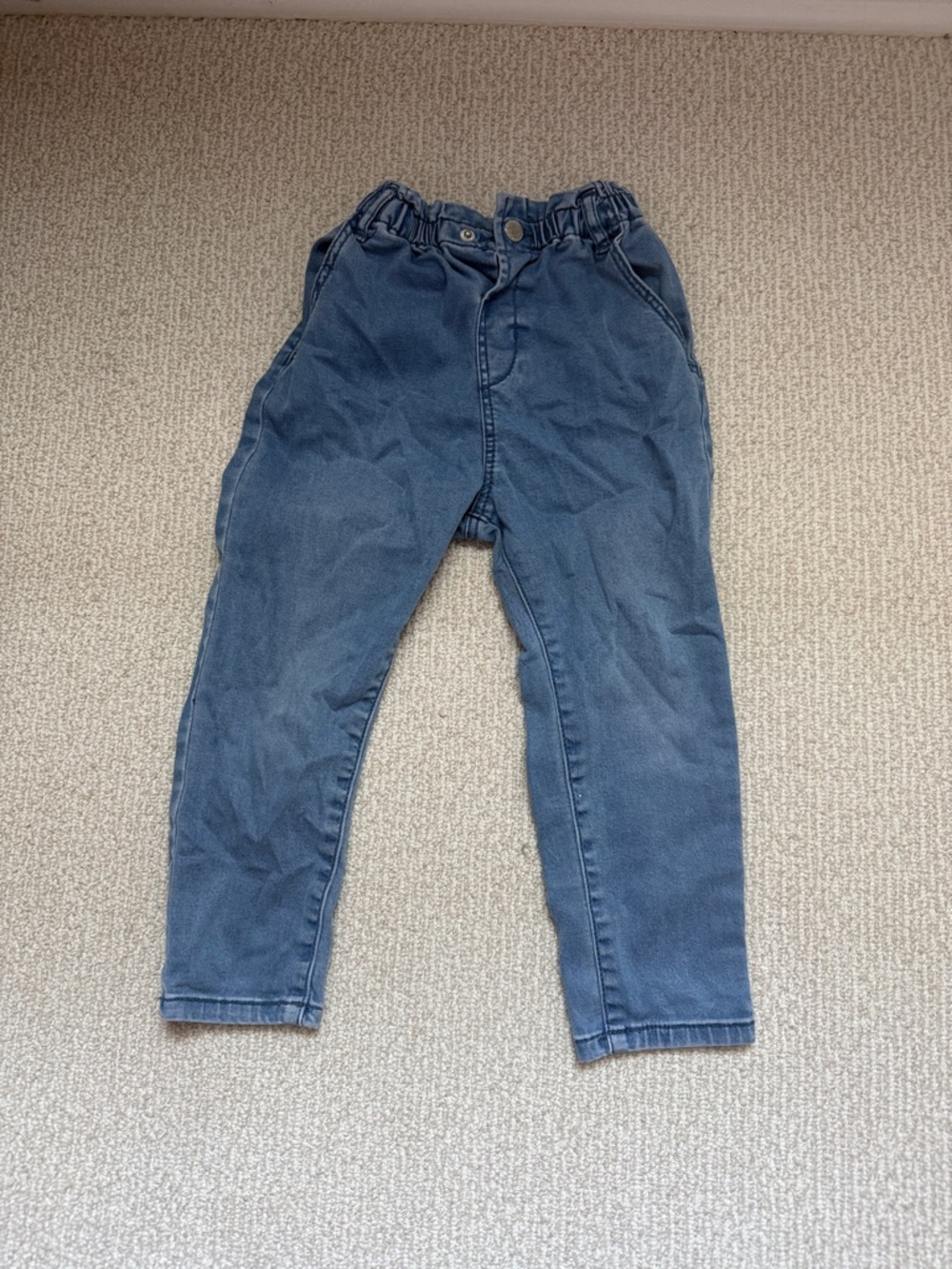 Zara Girls Blue Elastic-Waist Denim Jeans